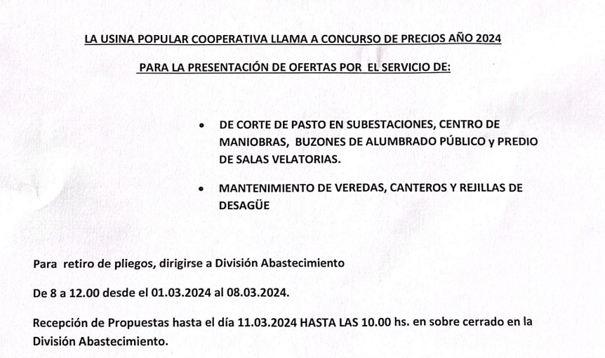 Base de pliego de concurso mantenimiento y corte de pasto