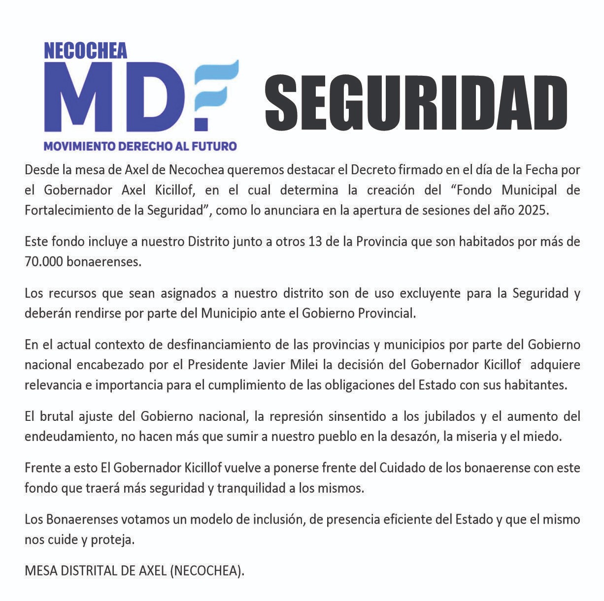 MOVIMIENTO DERECHO AL FUTURO SEGURIDAD