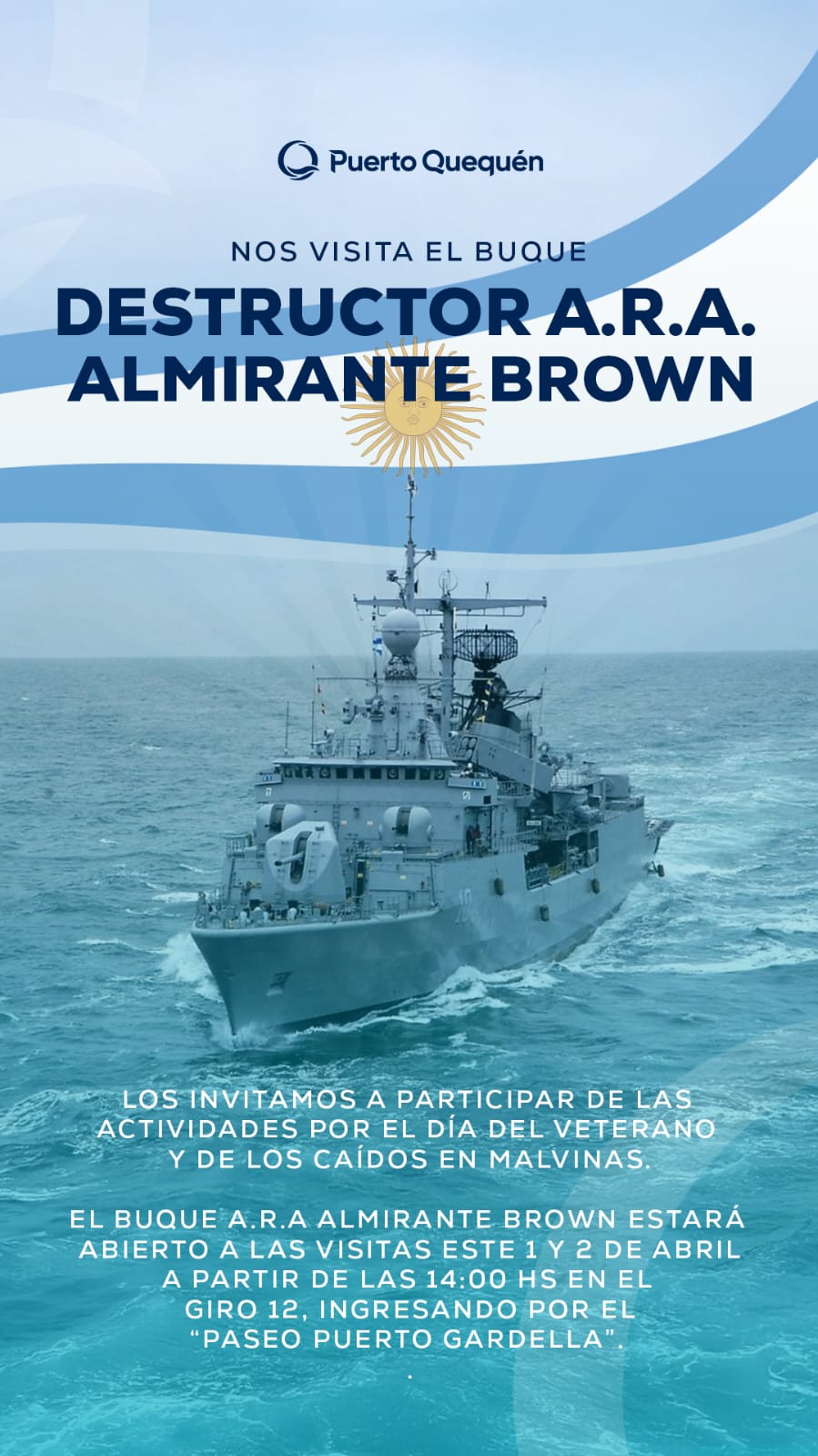 atracará en Puerto Quequén el Destructor A. R. A. “Almirante Brown”