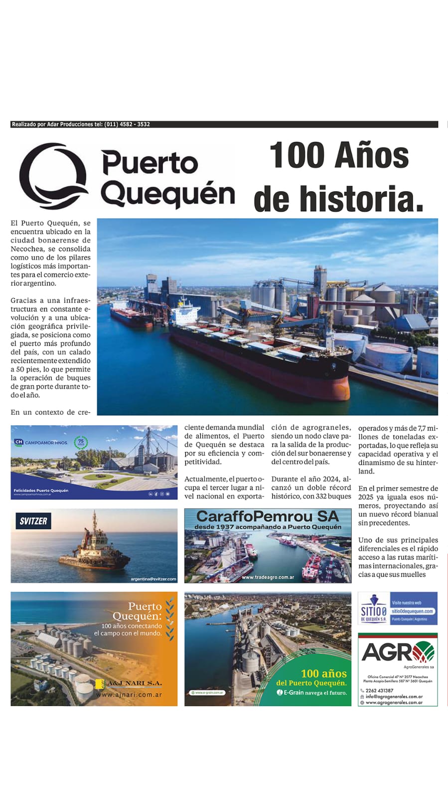 Clarín destaca la eficiencia y competitividad de Puerto Quequén