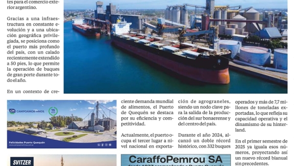 Clarín destaca la eficiencia y competitividad de Puerto Quequén