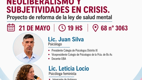  Nueva charla del ciclo “Construyendo Comunidad 2026” abordará la salud mental y el impacto del neoliberalismo